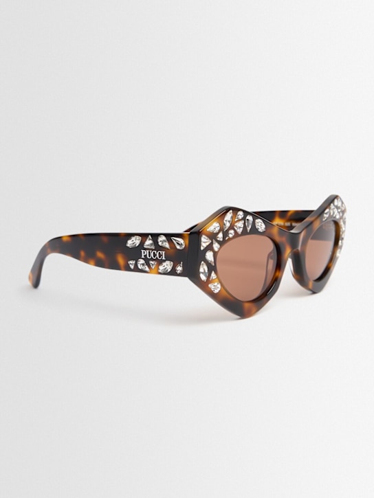 Pucci: Cat-eye acetate sunglasses - Dark Havana - women_1 | Luisa Via Roma