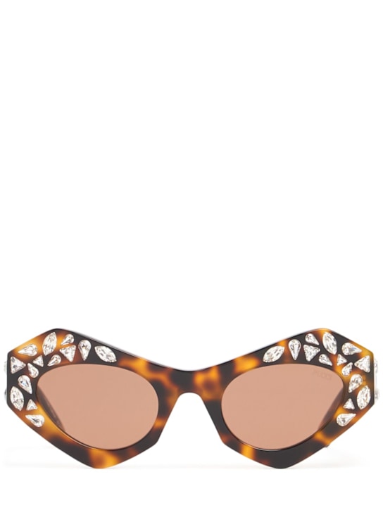 Pucci: Cat-eye acetate sunglasses - Dark Havana - women_0 | Luisa Via Roma