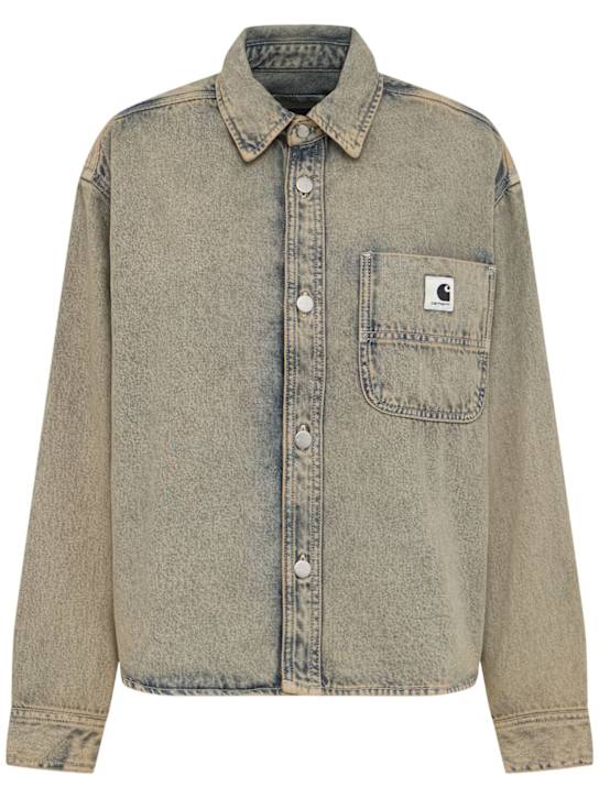 Carhartt WIP: Georgia cotton shirt jacket - Blue - women_0 | Luisa Via Roma