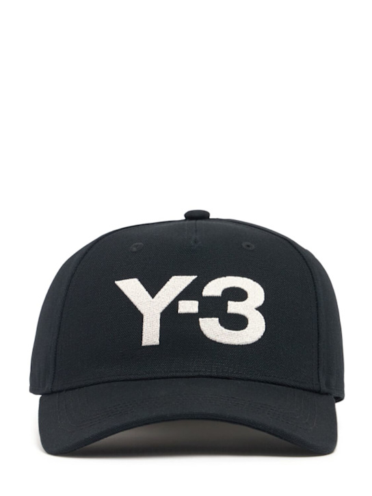 Y-3: Logo cotton baseball cap - Black - men_0 | Luisa Via Roma