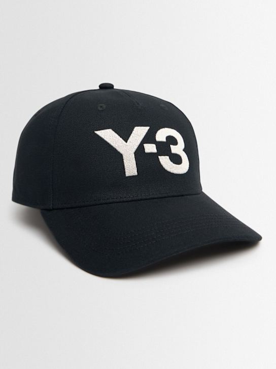 Y-3: Logo cotton baseball cap - Black - men_1 | Luisa Via Roma