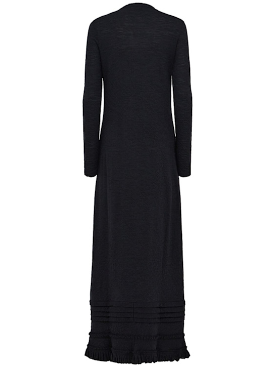 Jil Sander: Wool blend long dress w/details - Black - women_1 | Luisa Via Roma