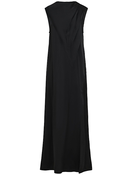 Jil Sander: Sleeveless fluid jersey long dress - Black - women_0 | Luisa Via Roma