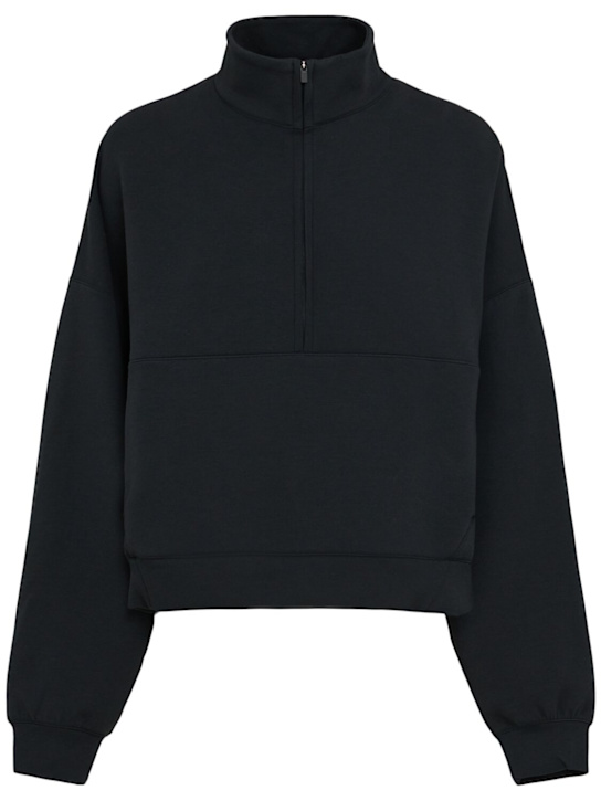 Nike: Maglia morbida Dri-Fit con mezza zip - Black/Dk Smoke - women_0 | Luisa Via Roma