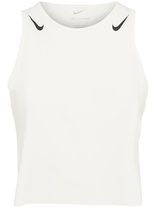 Nike: Aero Swift cropped tank top - White/Black - women_0 | Luisa Via Roma