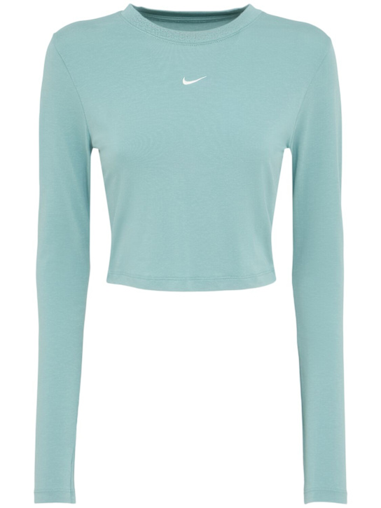 Nike: Crop top maniche lunghe Chill in maglia - Cannon/Sail - women_0 | Luisa Via Roma