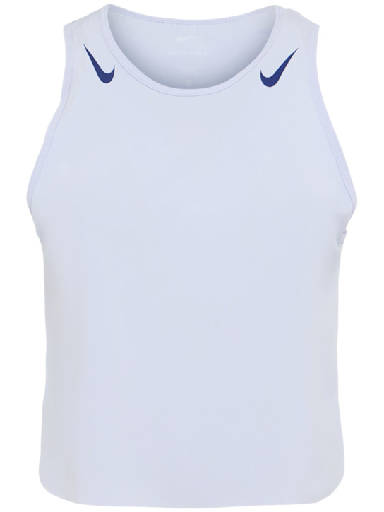 Nike: Débardeur court Aero Swift - Ghost/Blue Void - women_0 | Luisa Via Roma