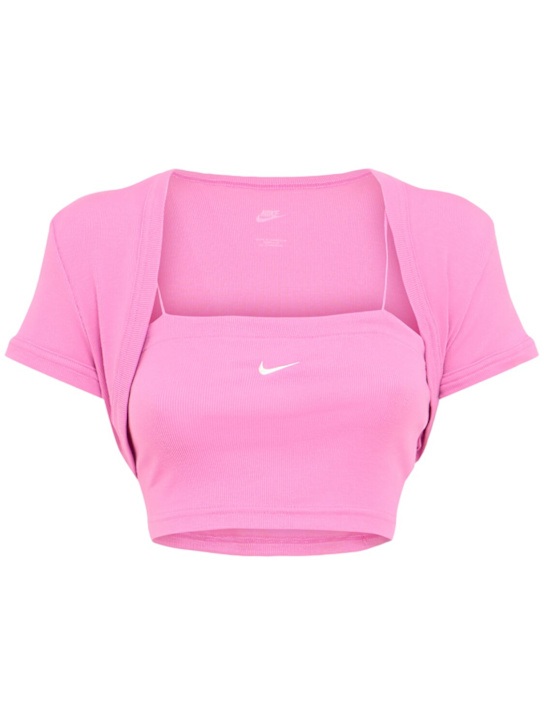 Nike: Crop top Chill 2-en-1 en maille côtelée - women_0 | Luisa Via Roma