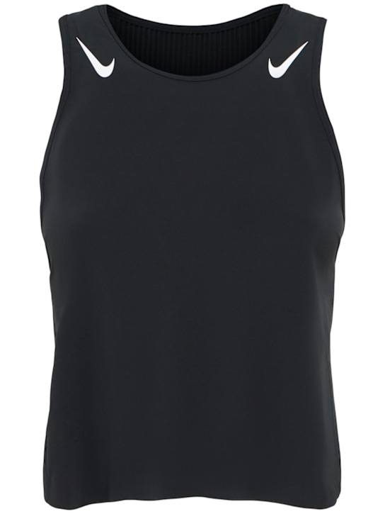 Nike: Débardeur court Aero Swift - Noir/Blanc - women_0 | Luisa Via Roma