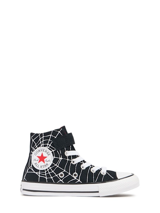 Converse: Printed cotton canvas sneakers - Black/White - kids-boys_0 | Luisa Via Roma