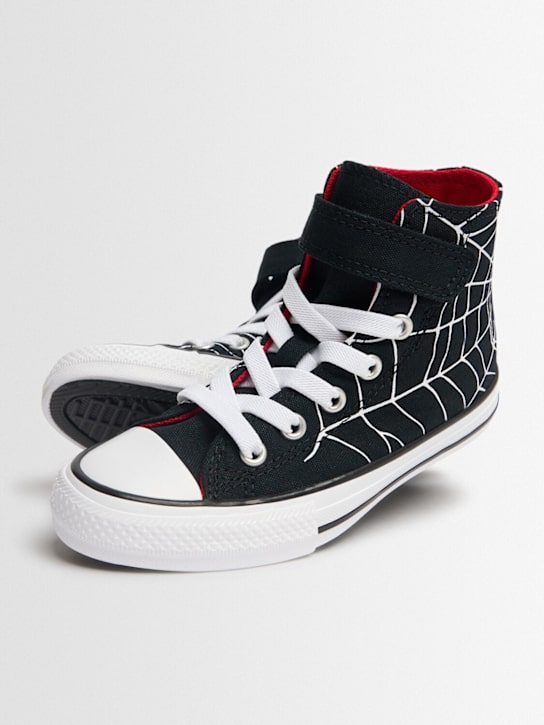 Converse: Printed cotton canvas sneakers - Black/White - kids-boys_1 | Luisa Via Roma