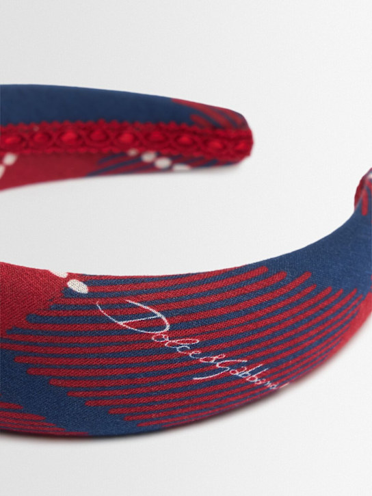 Dolce&Gabbana: Check print cotton blend headband - ブルー/レッド - kids-girls_1 | Luisa Via Roma