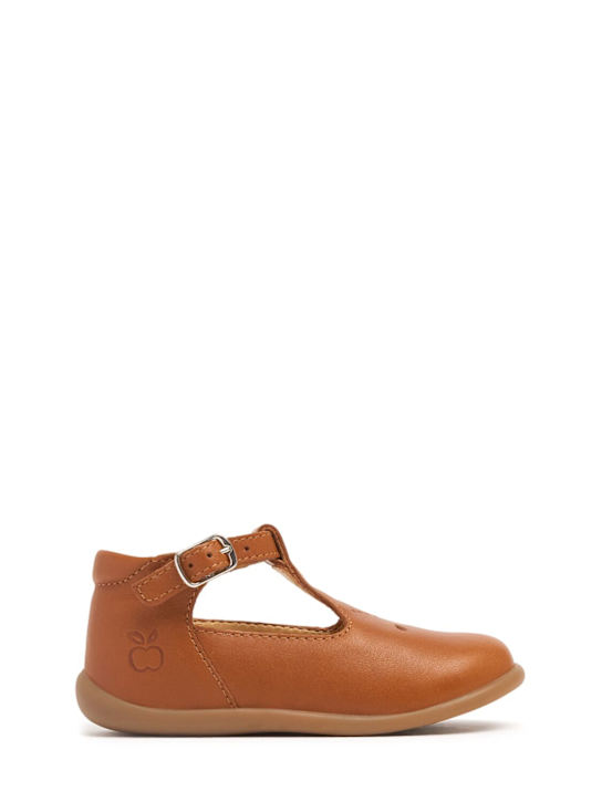 Pom D'api: Leather T-bar shoes - Brown - kids-boys_0 | Luisa Via Roma