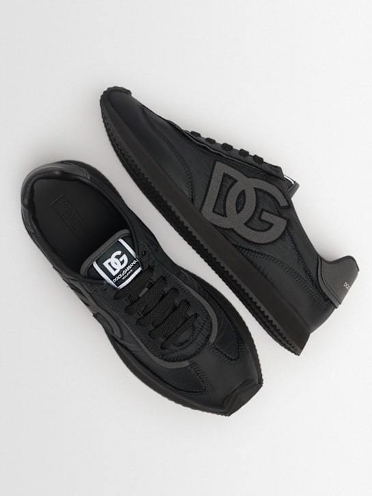 Dolce&Gabbana: Nylon & leather lace-up sneakers - Black - kids-girls_1 | Luisa Via Roma