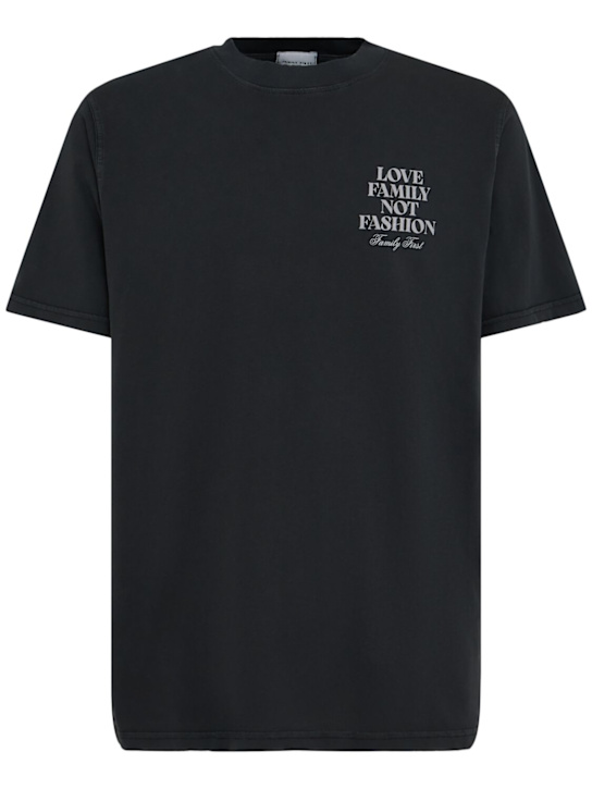 Family First: Logo vintage cotton t-shirt - Black - men_0 | Luisa Via Roma