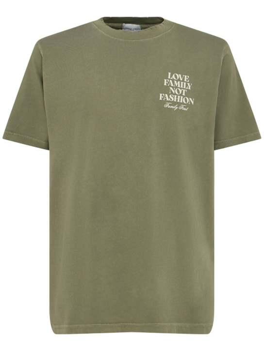 Family First: T-Shirt aus Baumwolle mit Vintage-Logodruck - Grün - men_0 | Luisa Via Roma