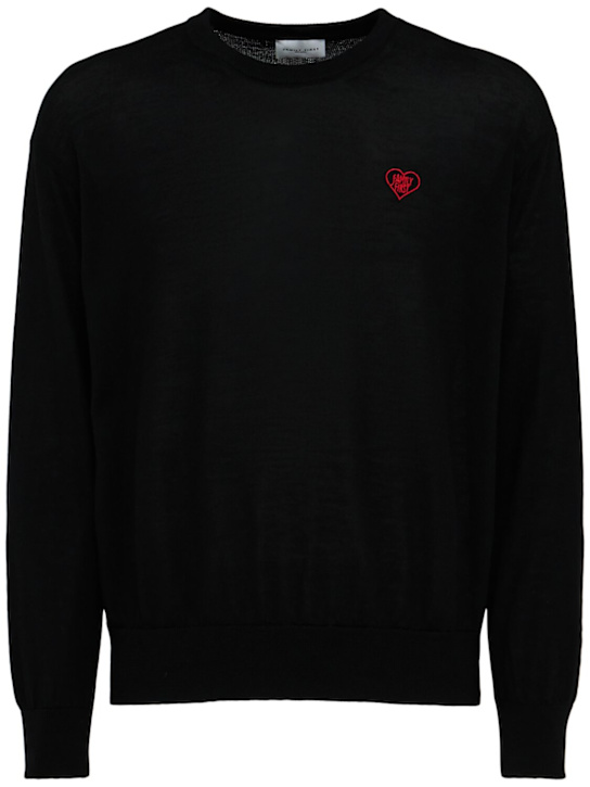 Family First: Wool crewneck sweater - Black - men_0 | Luisa Via Roma