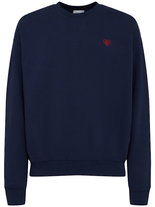 Family First: Heart cotton crewneck sweatshirt - Dark Blue - men_0 | Luisa Via Roma