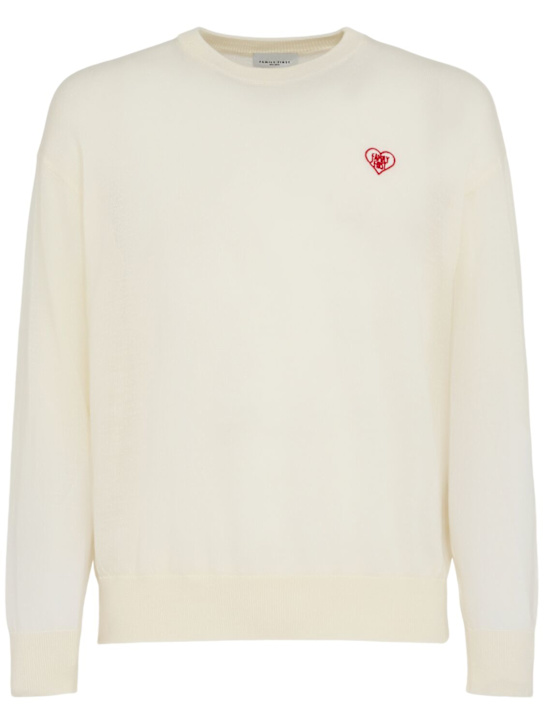 Family First: Wool crewneck sweater - ホワイト - men_0 | Luisa Via Roma