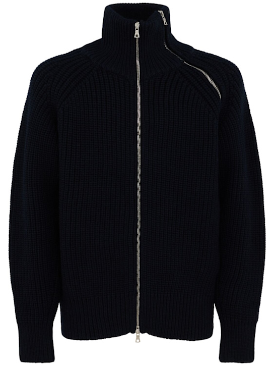 Dries Van Noten: Monty wool zip knit sweater - Black - men_0 | Luisa Via Roma