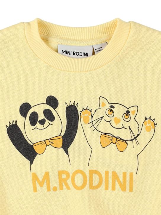 Mini Rodini: Panda & cat organic cotton sweatshirt - Yellow - kids-boys_1 | Luisa Via Roma