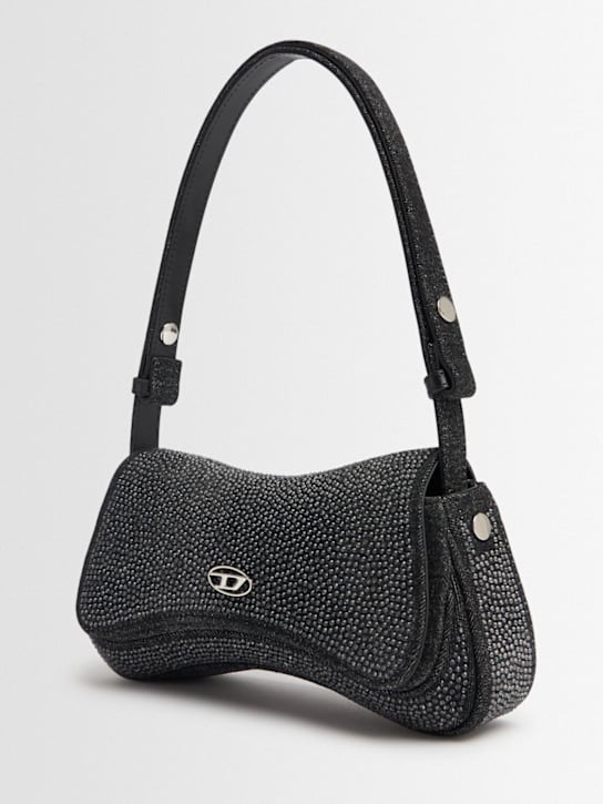 Diesel: Play crystal shoulder bag - Denim/Crystal - women_1 | Luisa Via Roma