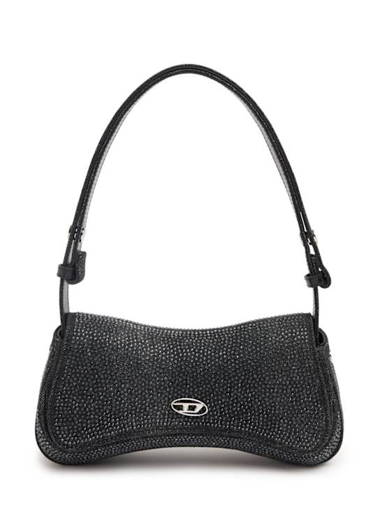 Diesel: Play crystal shoulder bag - Denim/Crystal - women_0 | Luisa Via Roma