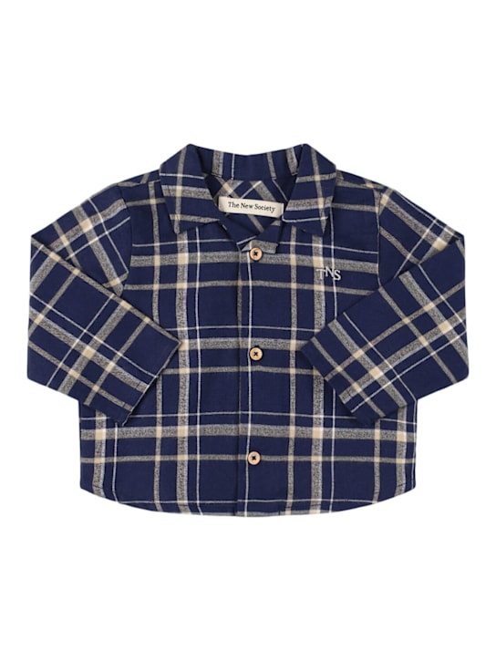 The New Society: Printed cotton shirt - ブルー - kids-boys_0 | Luisa Via Roma