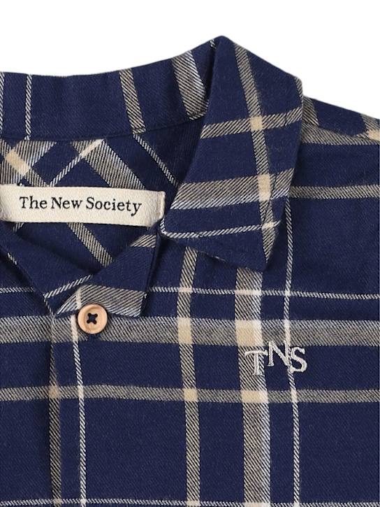 The New Society: Printed cotton shirt - ブルー - kids-boys_1 | Luisa Via Roma