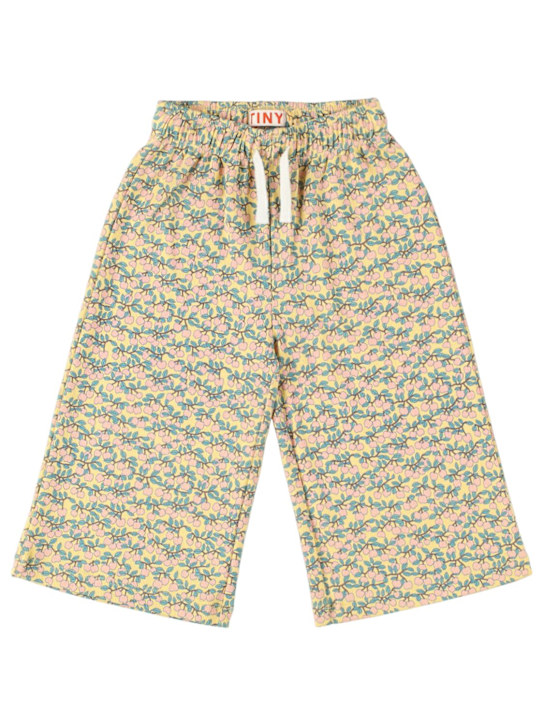 Tiny Cottons: Printed organic cotton rib pants - イエロー - kids-girls_0 | Luisa Via Roma