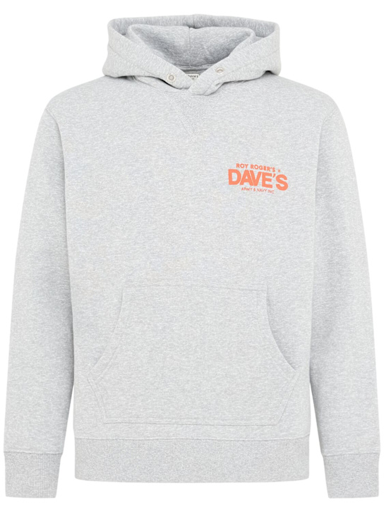 Roy Roger's: Cotton blend sweatshirt hoodie - Grey Mel - men_0 | Luisa Via Roma