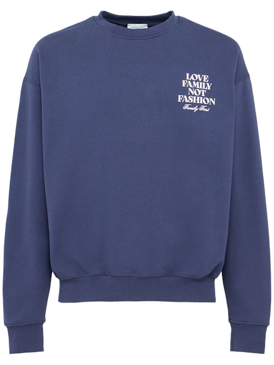 Family First: Logo cotton crewneck sweatshirt - Dark Blue - men_0 | Luisa Via Roma