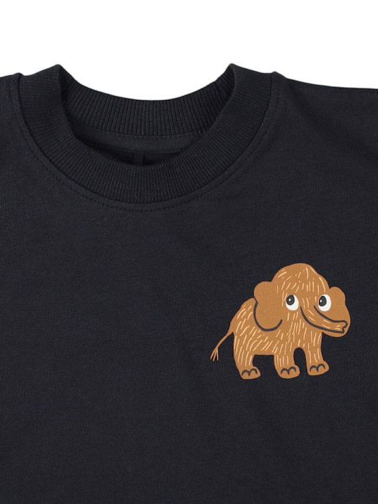 Mini Rodini: Mammoth printed organic cotton l/s shirt - Black - kids-boys_1 | Luisa Via Roma