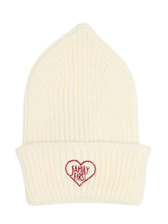 Family First: Pull-over en laine mélangée à logo - Blanc - men_0 | Luisa Via Roma