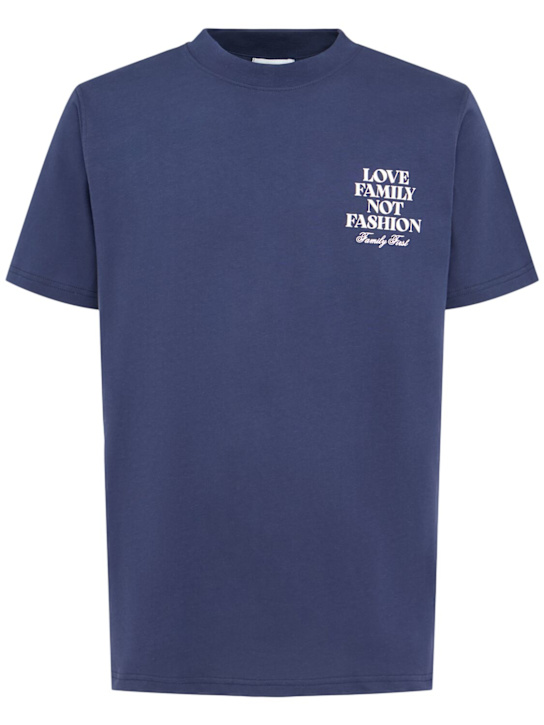 Family First: T-Shirt aus Baumwolle mit Logo - Dunkelblau - men_0 | Luisa Via Roma
