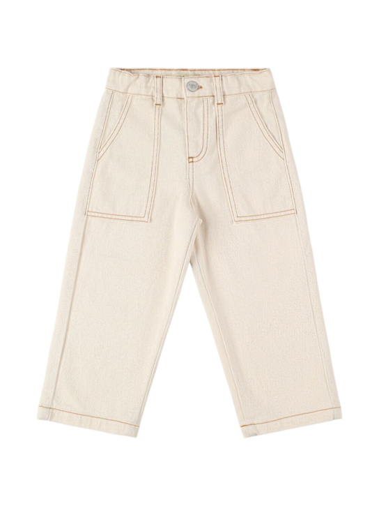 The New Society: Pantaloni in denim di cotone - Beige - kids-girls_0 | Luisa Via Roma