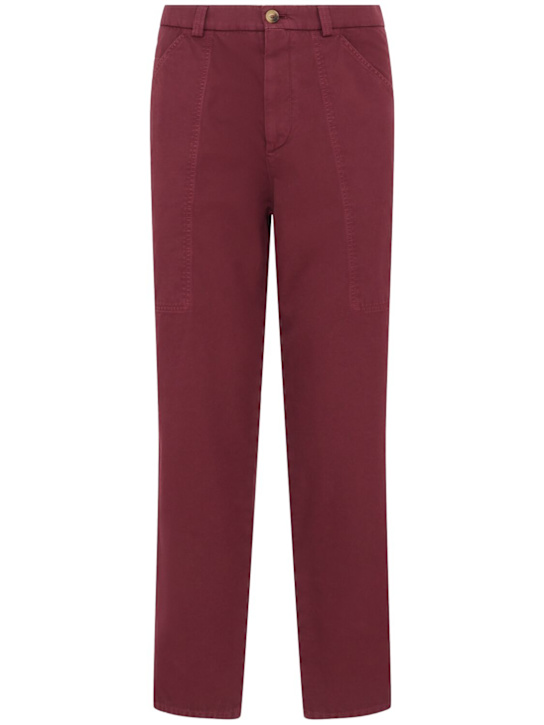 Brunello Cucinelli: Dyed cotton gabardine pants - Amaranto - men_0 | Luisa Via Roma