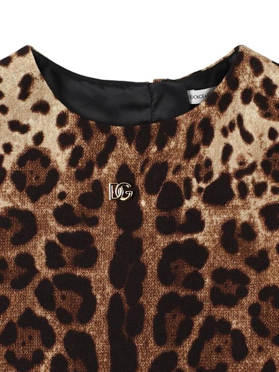 Dolce&Gabbana: Printed wool crepe dress - ブラウン - kids-girls_1 | Luisa Via Roma