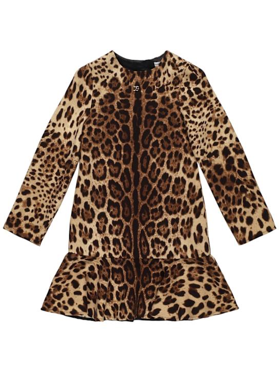 Dolce&Gabbana: Printed wool crepe dress - ブラウン - kids-girls_0 | Luisa Via Roma