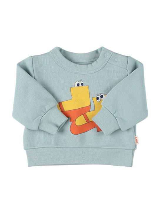 Tiny Cottons: Printed organic cotton sweatshirt - ライトグリーン - kids-girls_0 | Luisa Via Roma