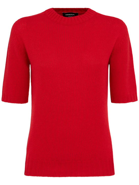 Fabiana Filippi: Gauzed cashmere knit s/s sweater - women_0 | Luisa Via Roma