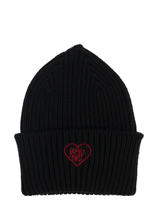 Family First: Classic logo wool blend beanie - Black - men_0 | Luisa Via Roma