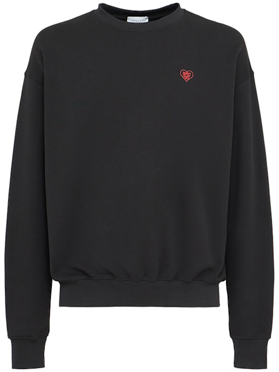 Family First: Heart cotton crewneck sweatshirt - Black - men_0 | Luisa Via Roma