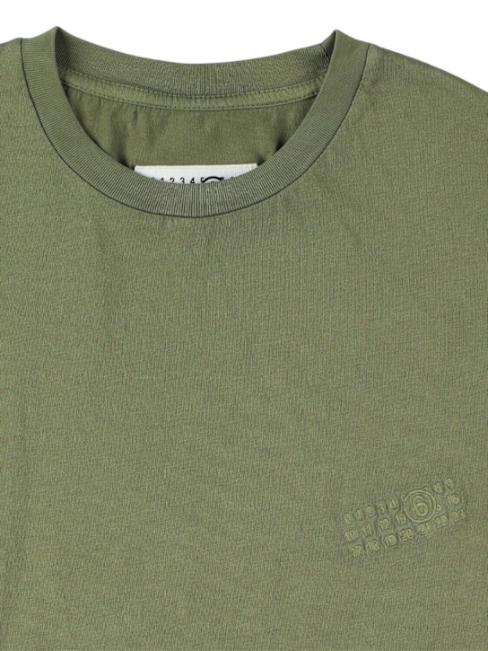 MM6 Maison Margiela: Cotton jersey t-shirt w/logo - ミリタリーグリーン - kids-boys_1 | Luisa Via Roma