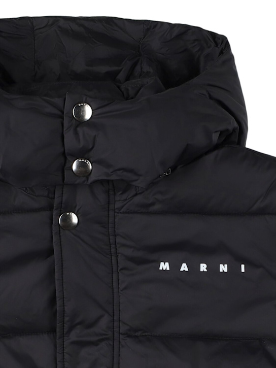 Marni Junior: Hooded nylon puffer jacket - Black - kids-boys_1 | Luisa Via Roma