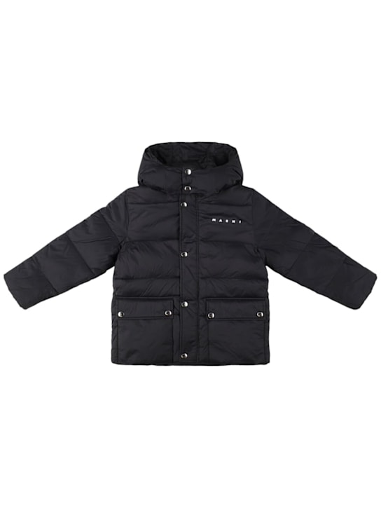 Marni Junior: Hooded nylon puffer jacket - Black - kids-boys_0 | Luisa Via Roma