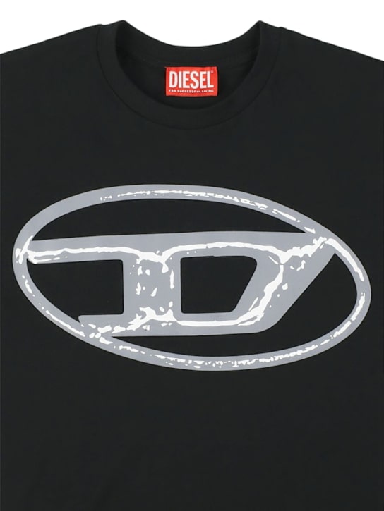 Diesel Kids: T-shirt in jersey di cotone stampato - Nero - kids-boys_1 | Luisa Via Roma