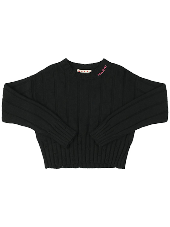 Marni Junior: Suéter de punto de viscosa - Negro - kids-girls_0 | Luisa Via Roma