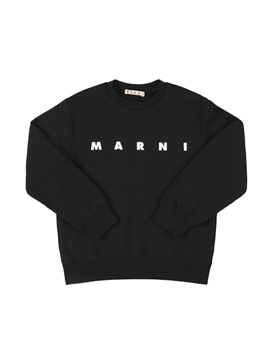 Marni Junior: Printed cotton sweatshirt - ブラック - kids-boys_0 | Luisa Via Roma