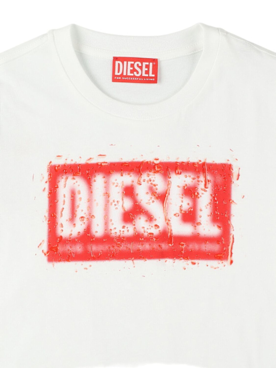 Diesel Kids: Printed cotton jersey t-shirt - ホワイト - kids-boys_1 | Luisa Via Roma